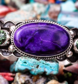Vibrant Purple Sugilite and Turquoise Bracelet